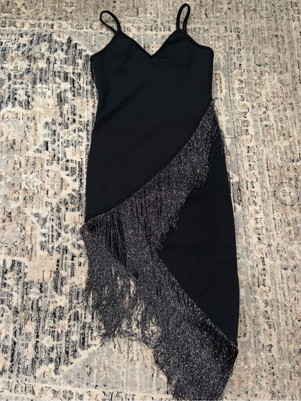 Dress forum black fringe midi dress Medium